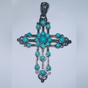Unique Sterling silver turquoise cross pendant